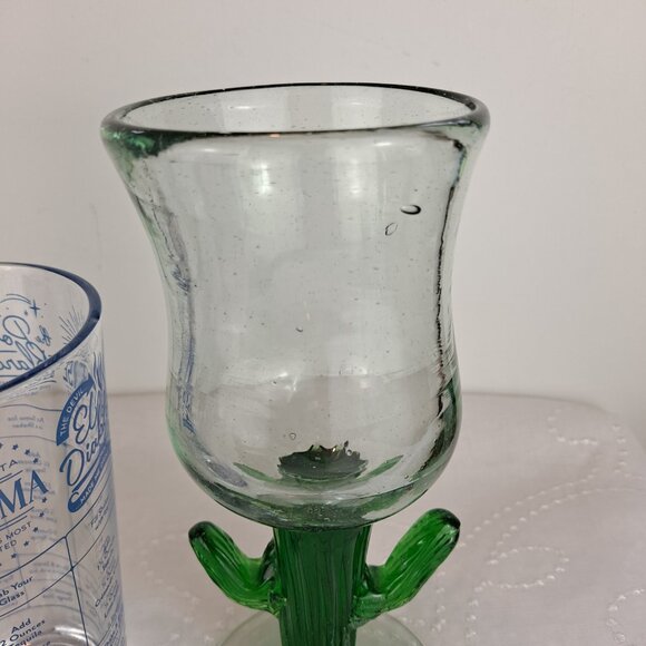 2 Mexican Glass Margarita Glasses & Margarita Recipe Measure Glass - Picture 2 of 10